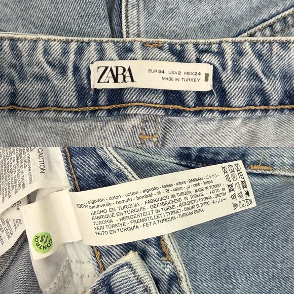 Zara Ripped Mom Fit Jeans High Rise Ankle Length size 2 - Picture 4 of 4